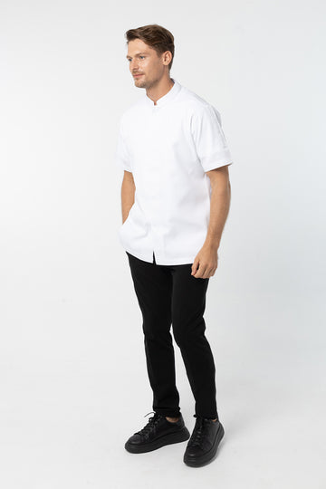 Chef Jacket Short Sleeve (SEOUL) White (เสื้อเชฟแขนสั้นรุ่นโซล)สีขาว